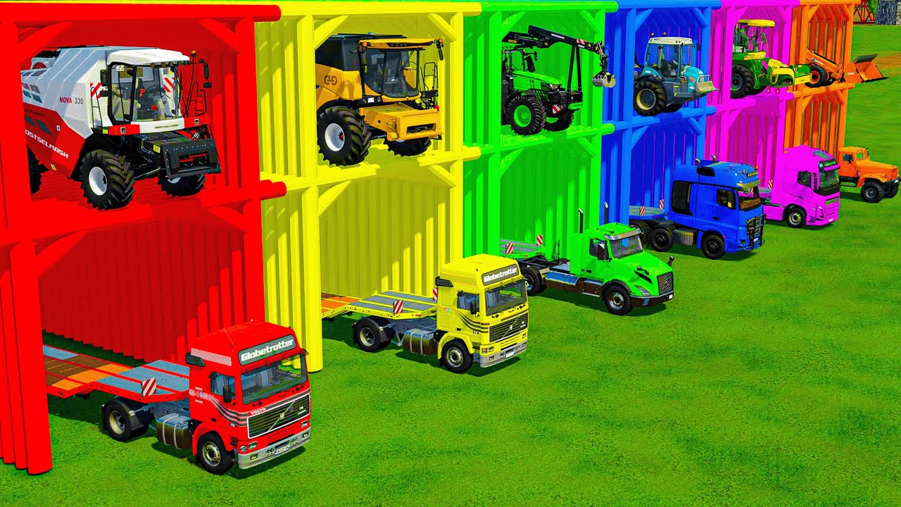 TRANSPORTING COMBINE HARVESTERS, SKIDDERS, SPRAYERS & WHEEL LOADER WITH TRUCKS! Farming Simulator 25