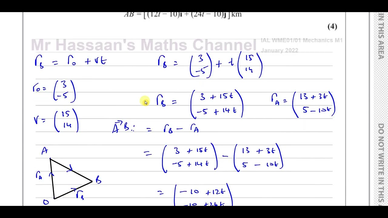 WME01/01 IAL (Edexcel) M1 January 2022,  Q8,  Vectors, Position, Velocity, Relative, Bearings