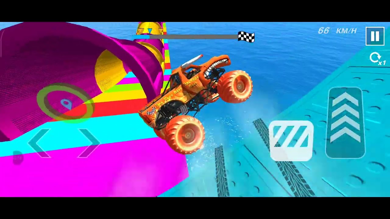 Monster Truck Flying in Race 