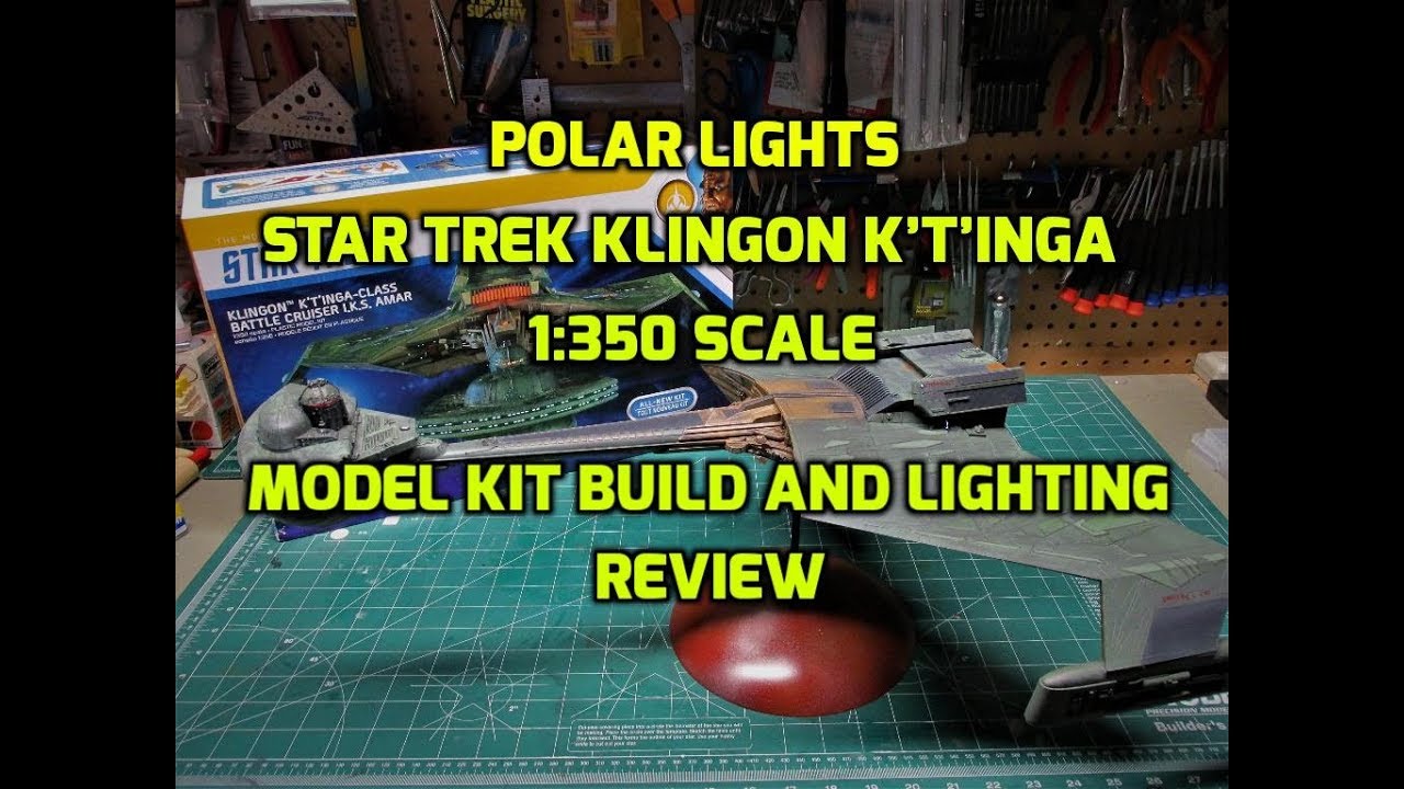 Polar Lights Star Trek Klingon Ktinga 1/350 Scale Model Kit Build and Lighting Review POL950