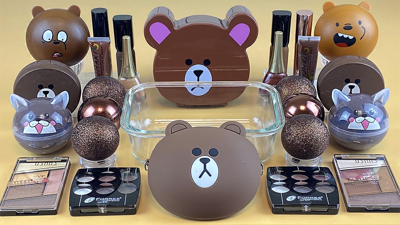 BEAR SLIME | Mixing makeup and glitter into Clear Slime | Satisfying Slime Videos