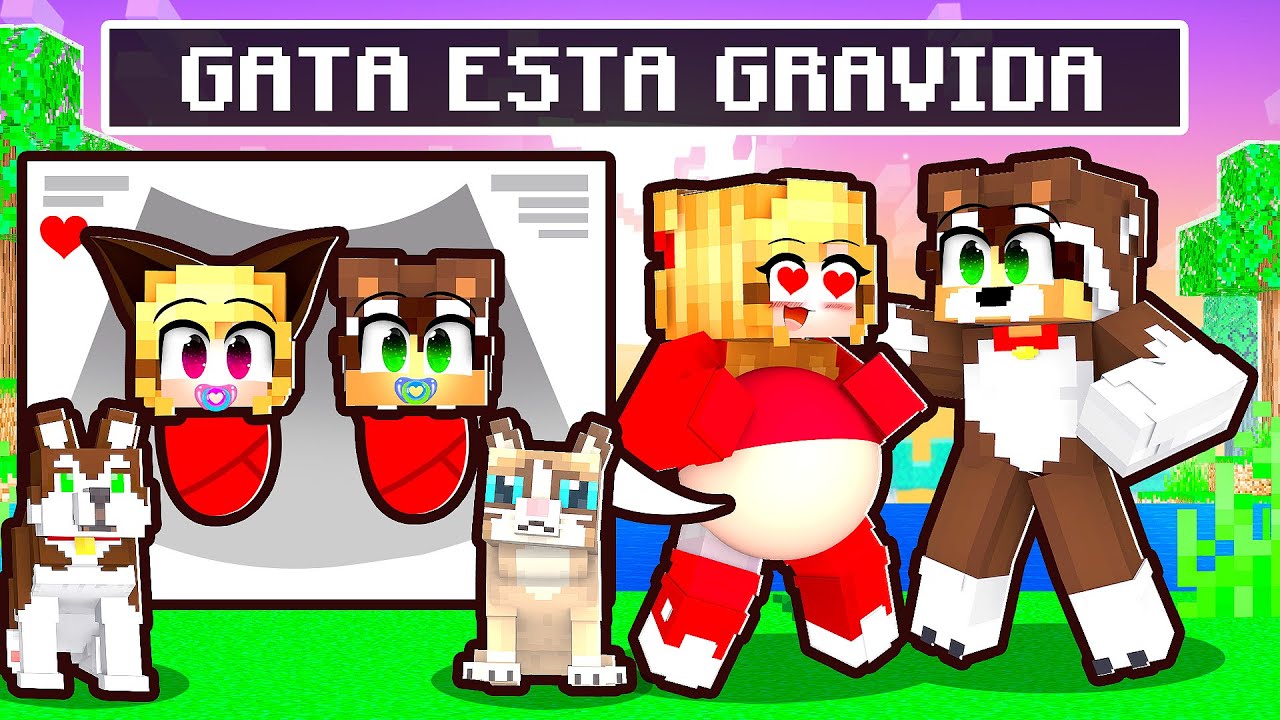 GATA está GRÁVIDA de CACHORRO e GATO no Minecraft ✭ Guihh ✭