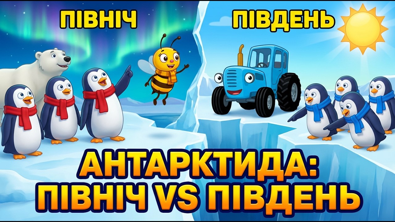 Північ — вгору ручки, Південь — вниз ніжки! Антарктида з Бумчиком і Тракторцем