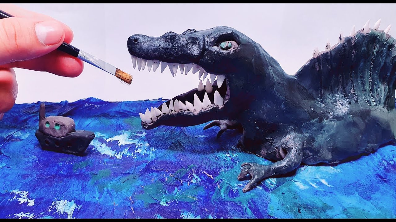 spinosaurus with clay/diorama