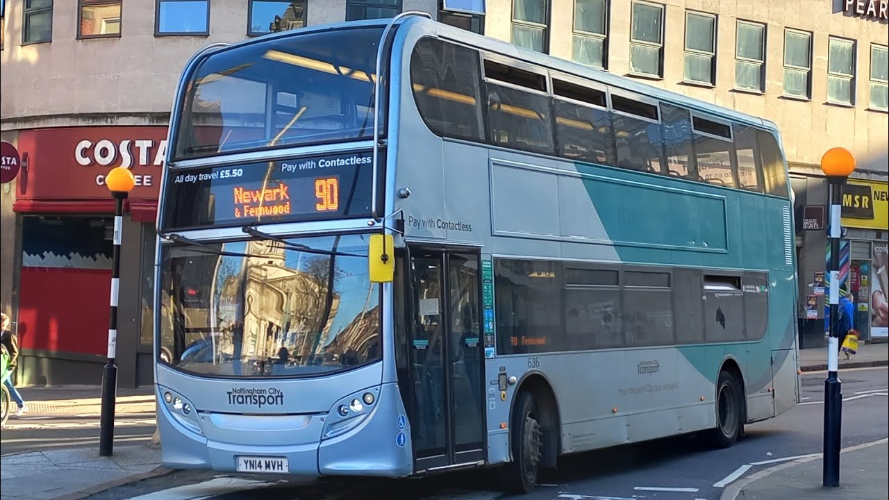 *Screaming kickdown* Nottingham City Transport 636 (YN14 MVH) Scania N230UD ADL Enviro400 | Route 90