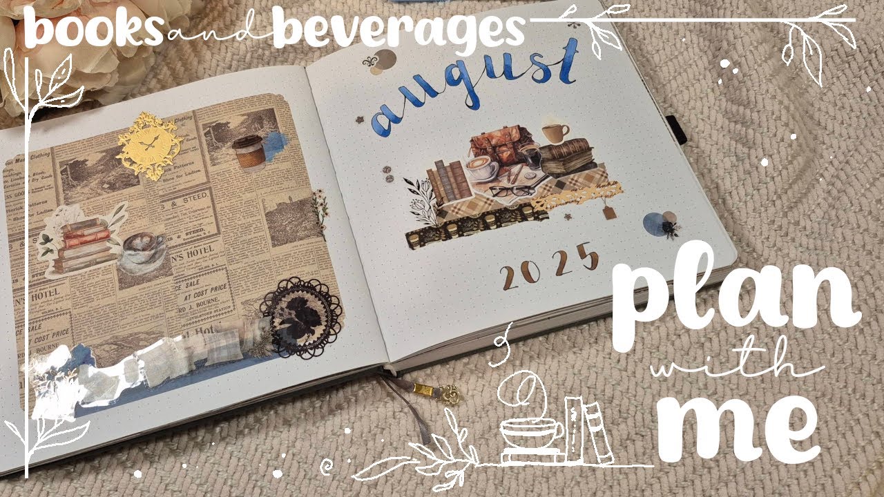 August 2025 Plan with Me // Books and Beverages Theme // Square Journal