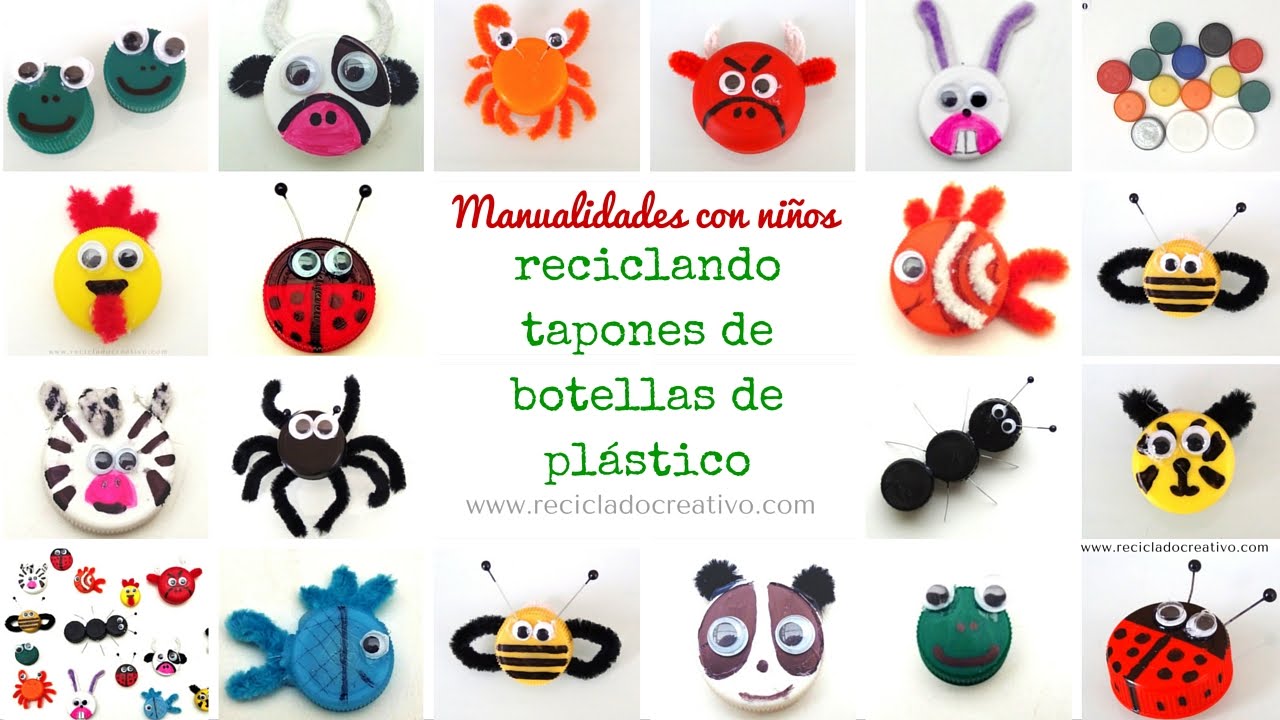 Las mejores 15 manualidades para niños con tapones de botellas de plástico