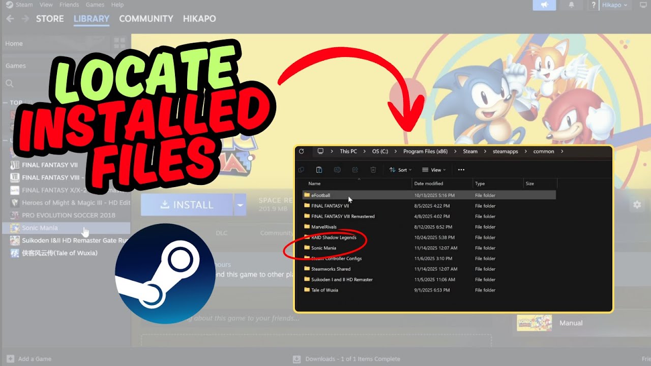 Как найти уже установленные и имеющие резервную копию игры Steam (загрузка не требуется)