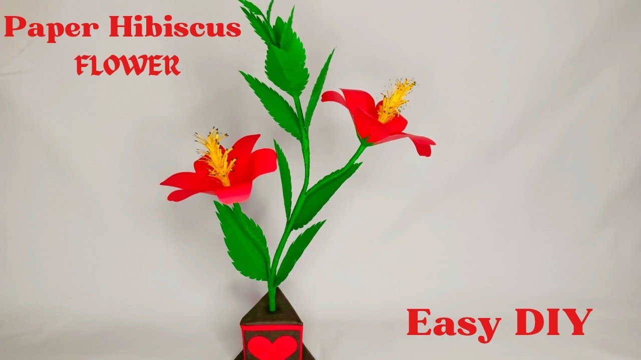Paper Hibiscus Flower Making | Easy DIY Paper Flower | Paper Flower | Sahin Art And Craft 