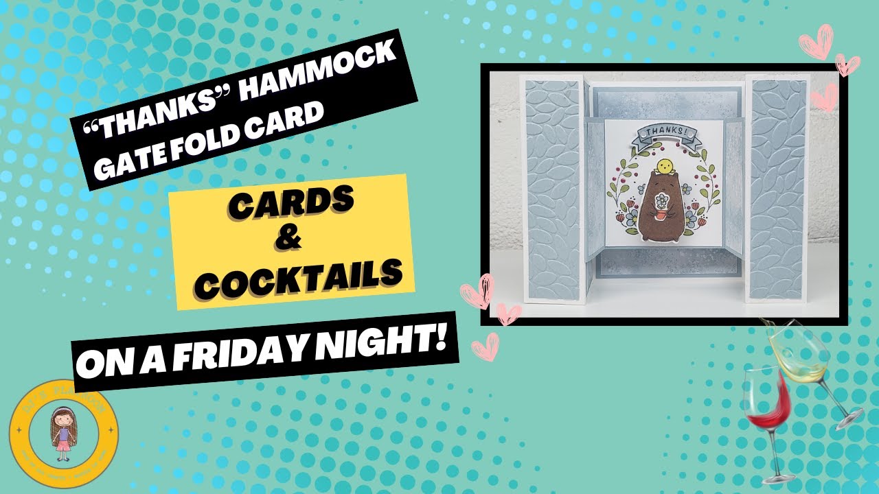 Cards and Cocktails on a Friday Night, Gatefold Hammock Thanks Card