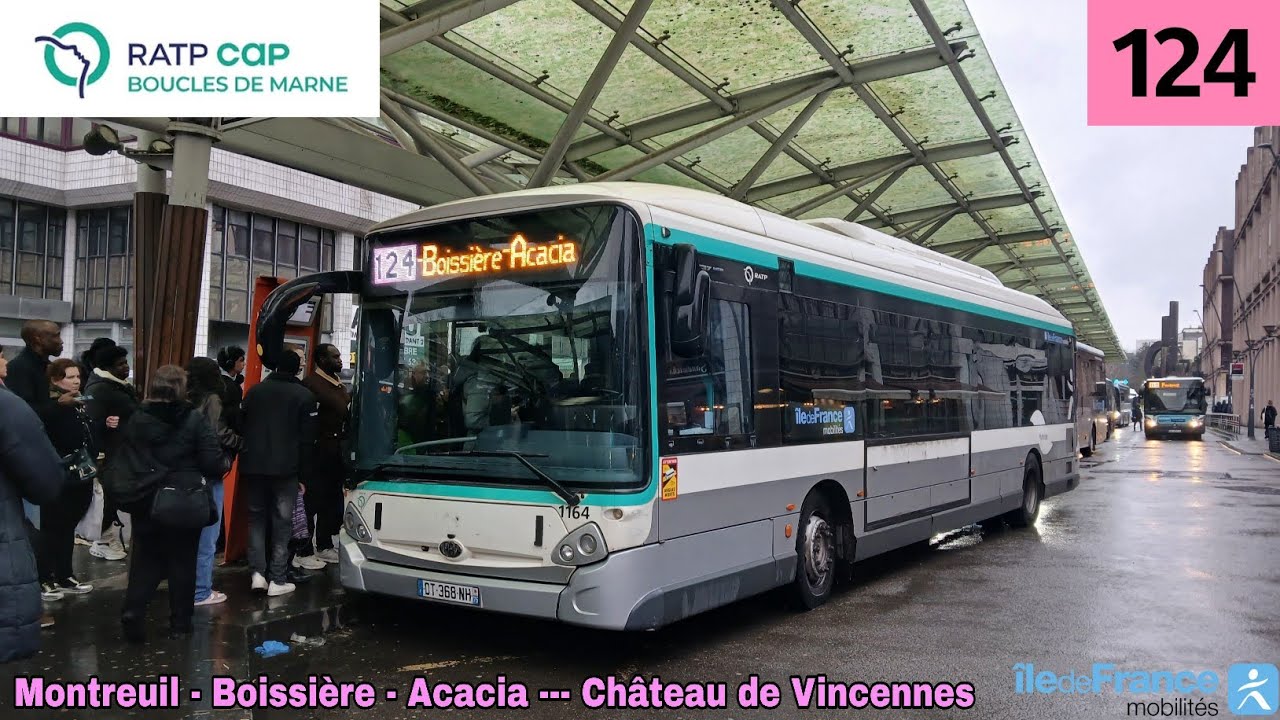 Bus 124 RATP - GX337 Hybride N°1164 Montreuil - Boissière - Acacia --- Château de Vincennes 