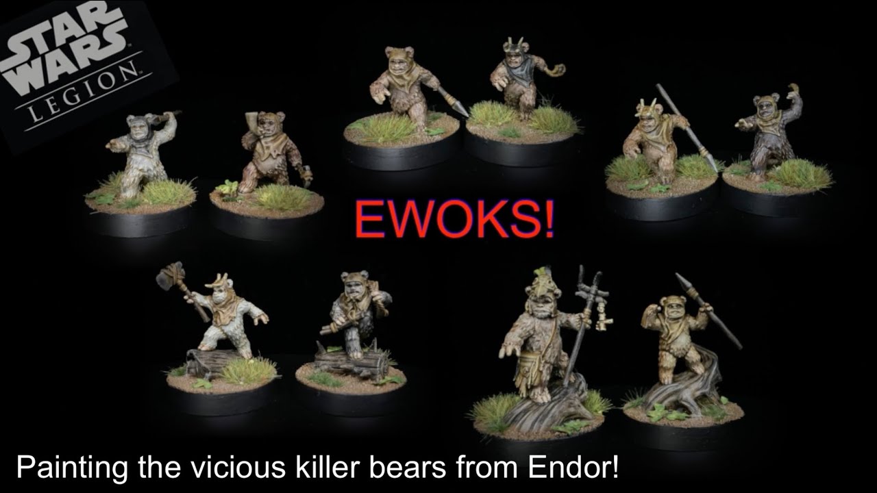 Ewok! how to paint Star Wars legion Ewoks quick slap chop speed paint of the killer bears of Endor