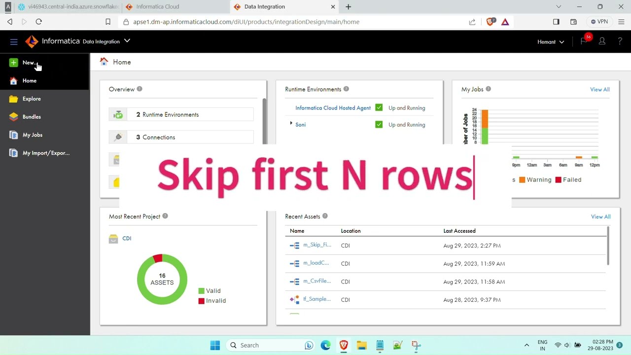 Skip first N rows at source (Flatfile connection): 