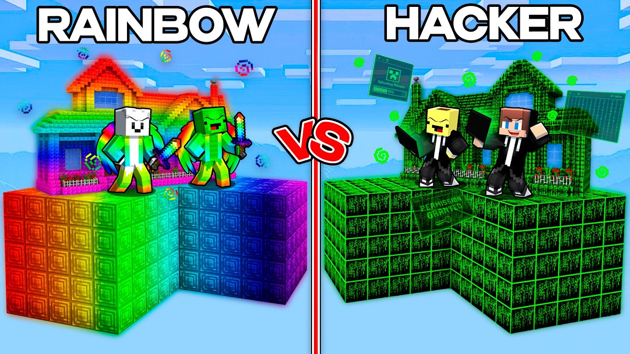 Banana Kid and JJ vs Mikey and Carrie: HACKER vs OP SKYBLOCK BATTLE In Minecraft - Maizen