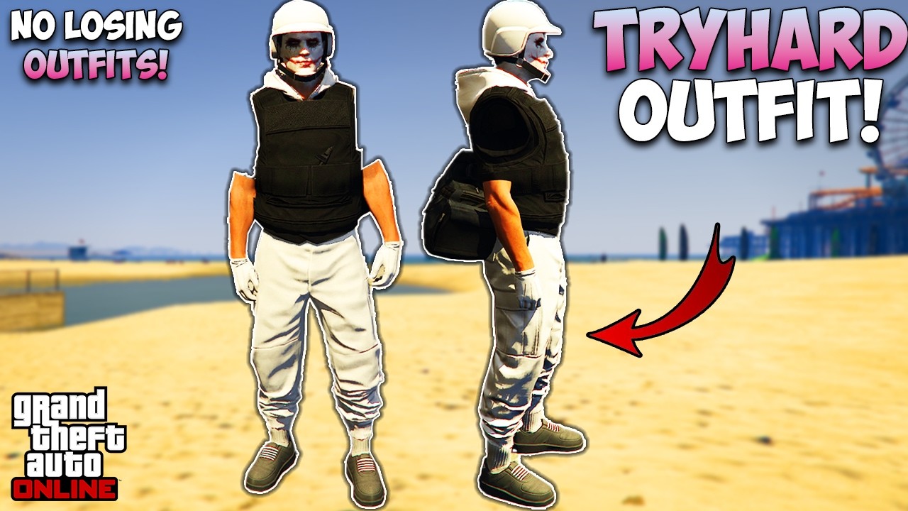 GTA 5 ONLINE White Joggers Modded Outfit With Invisible Arms! (No Transfer Glitch)
