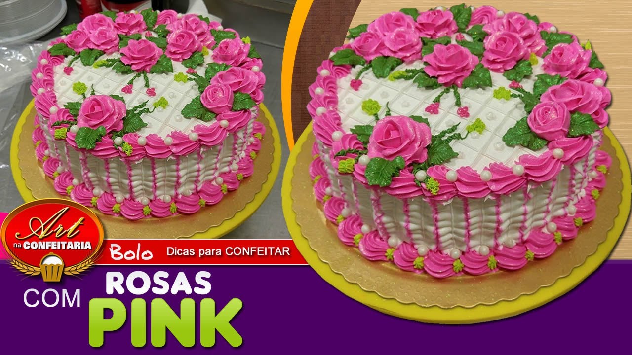 Decoração de bolo com ROSA Pink