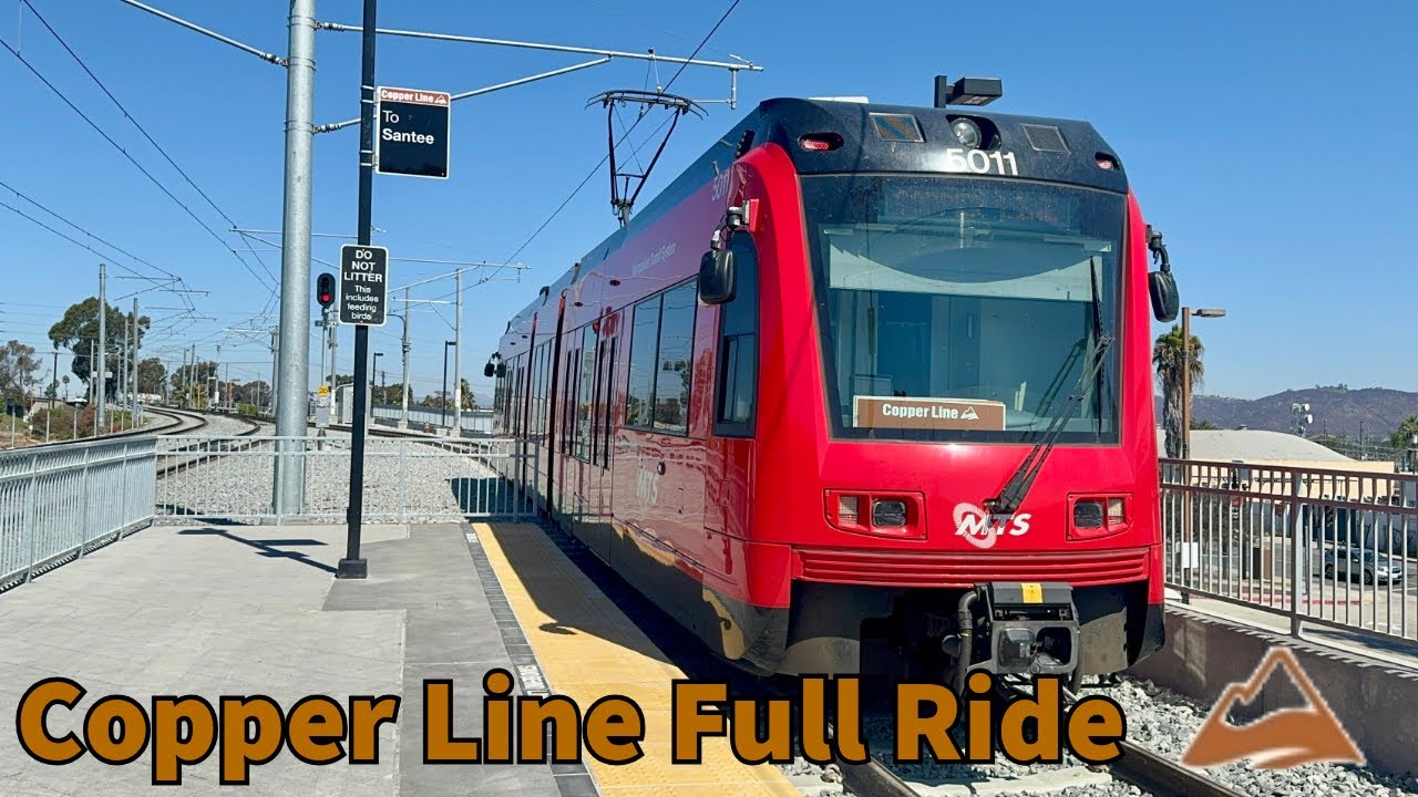 San Diego MTS Copper Line Train Full Ride - El Cajon to Santee
