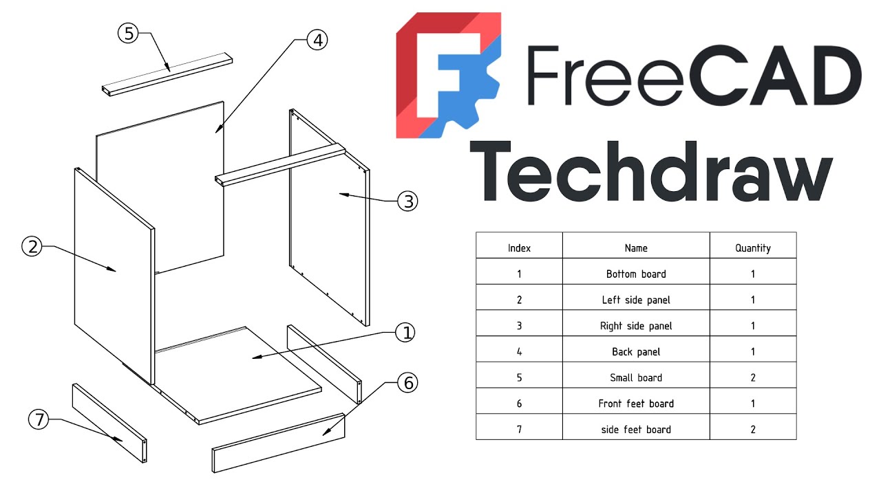 Freecad 1.0 — Сборка, развёрнутый вид и список деталей — Учебное пособие