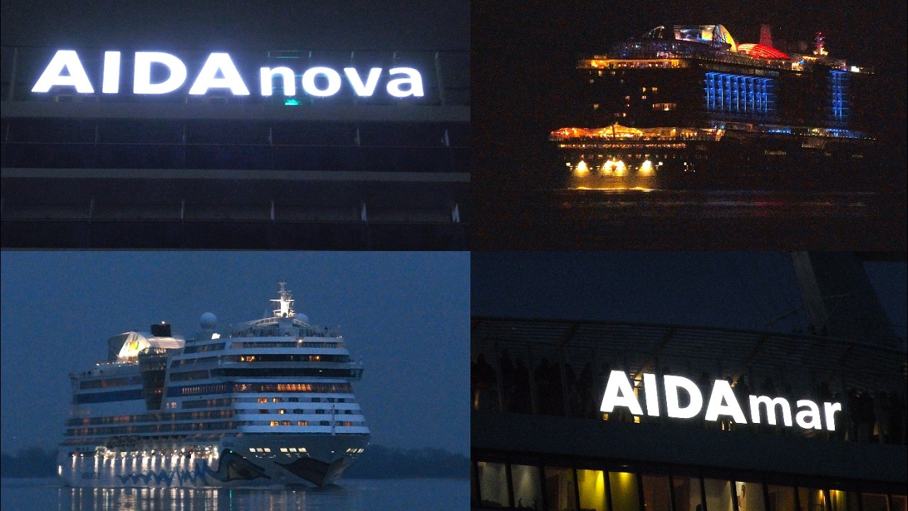 4K AIDAnova & AIDAmar Erstes AIDA Doppel auslaufen im Kreuzfahrtjahr 2026 in Hamburg 07.03.2026