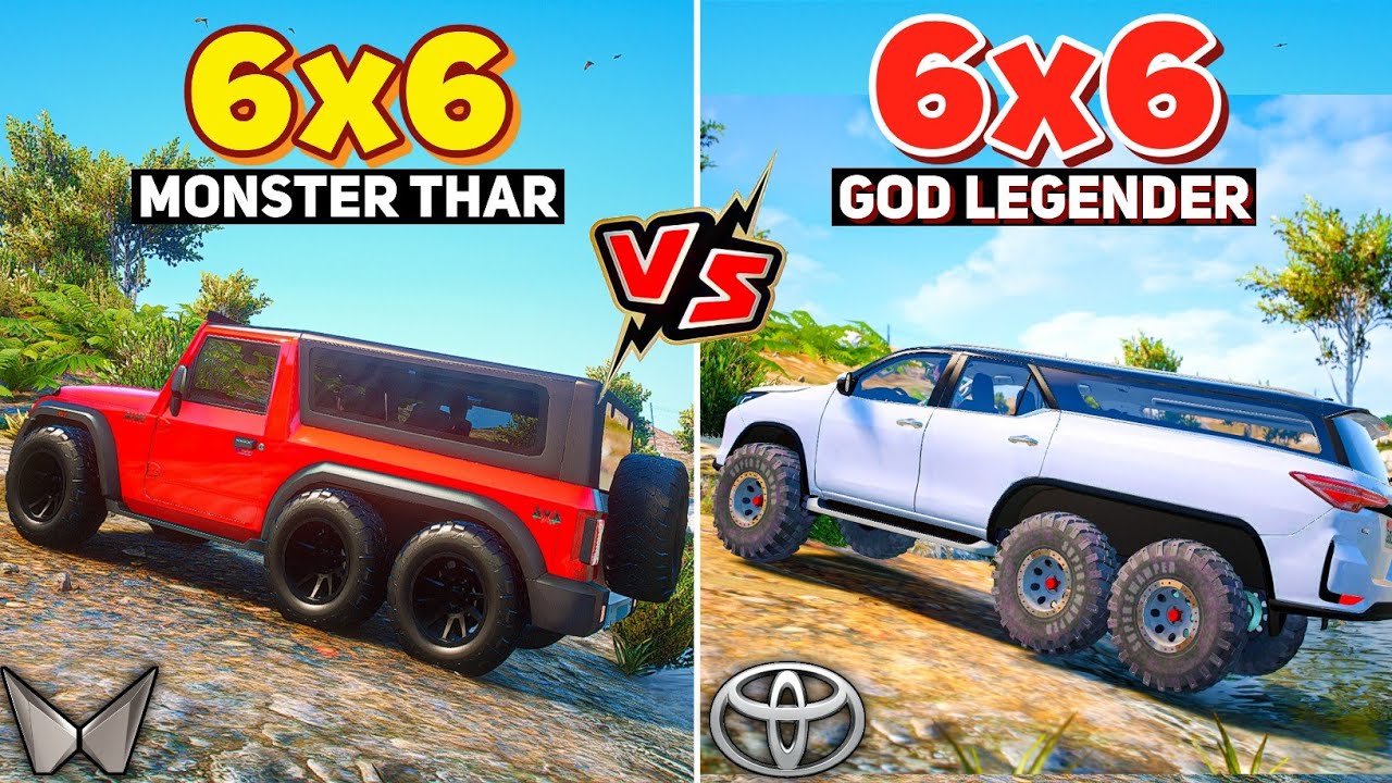 GTA 5: 6x6 Monster Thar Vs 6x6 Legender God 🔥 10 CHALLENGES 😱 SHOCKING RESULTS | GTA 5 MODS!