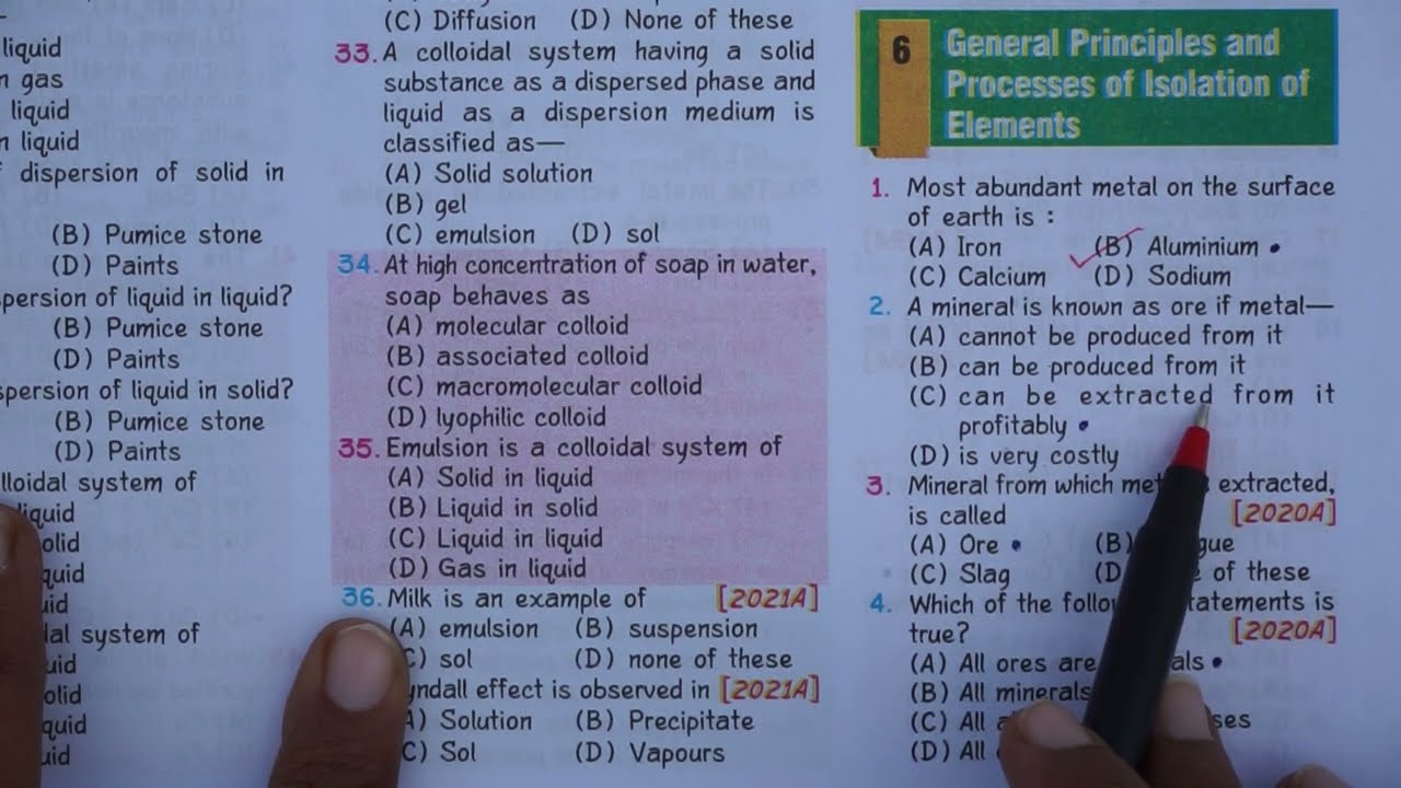 Class 12 Chemistry Chapter 6 Objective Question 2024 Exam Bihar Board