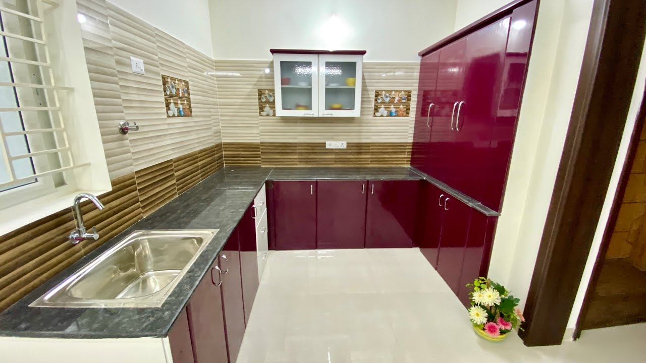 Purple & White Combo Modular Kitchen Design with Big Storage Cabinets 9x16size Kitchen❤️🔥