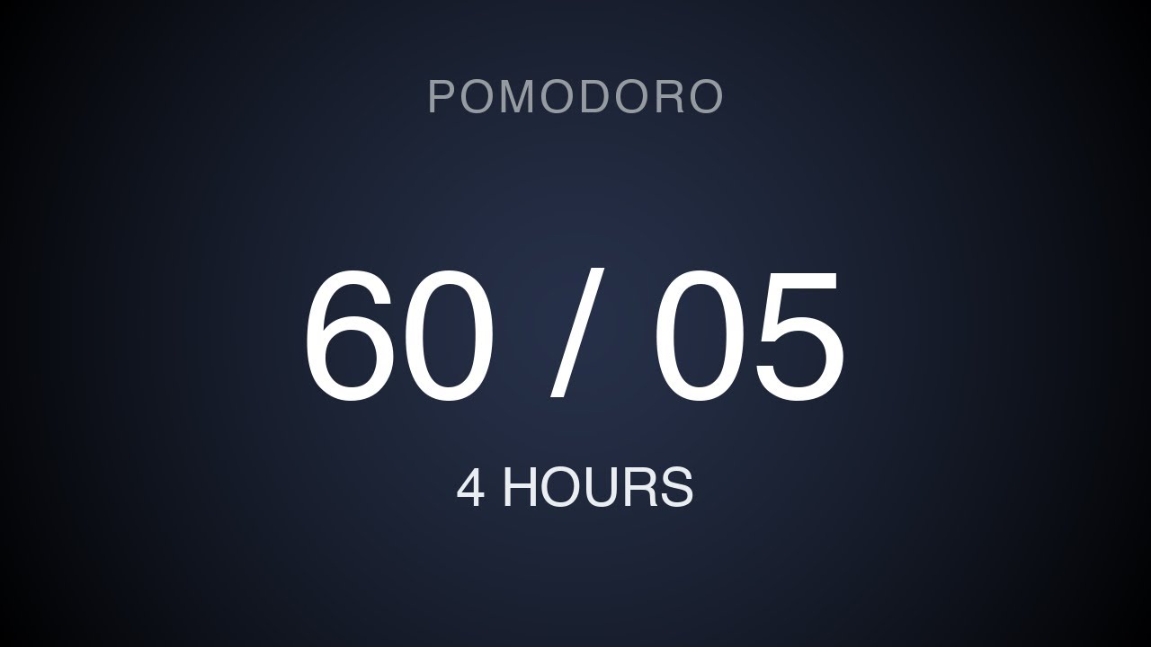Pomodoro Session – 60/5 × 4 Hours (Silent)