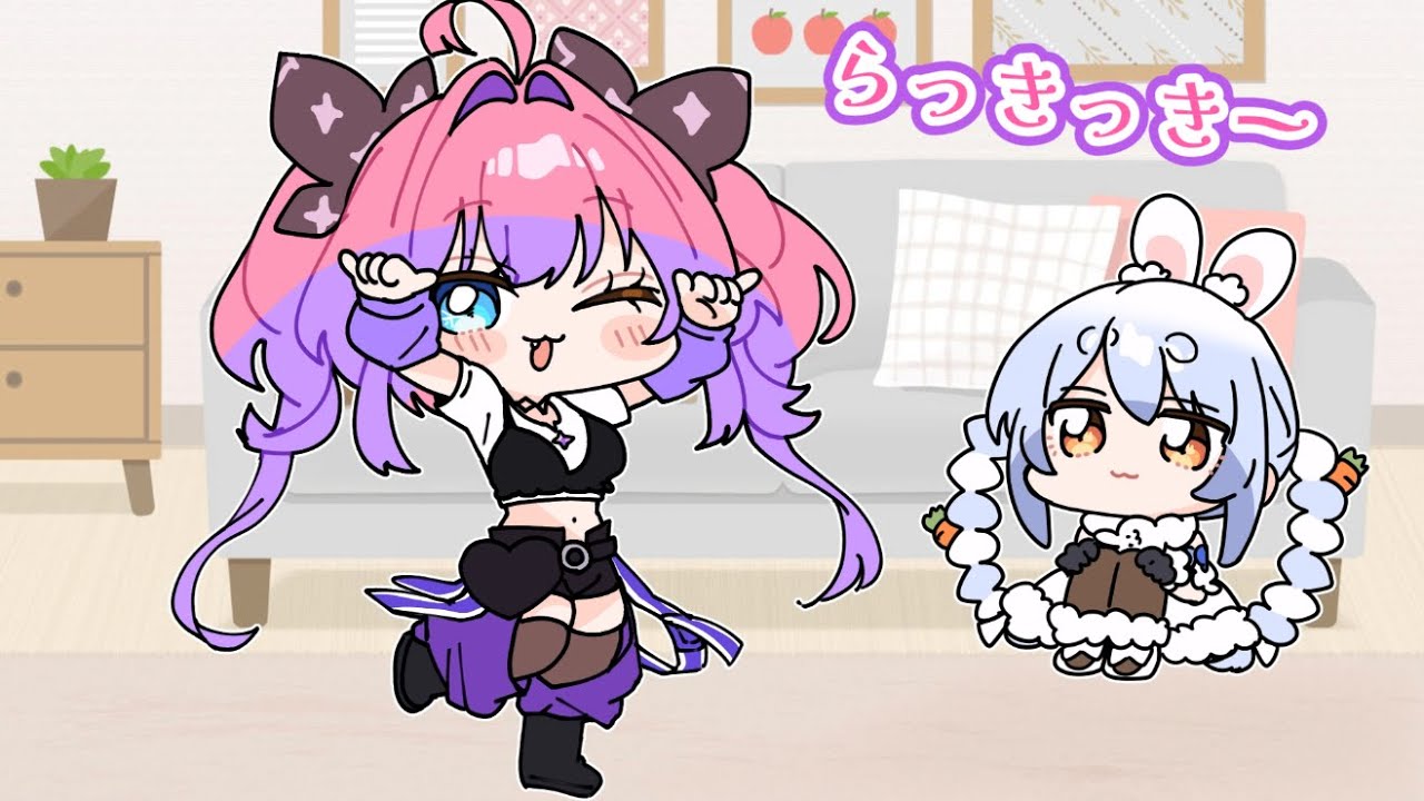 ヴィヴィ大歓喜！【兎田ぺこら/綺々羅々ヴィヴィ/hololive/ホロライブ 手描き】