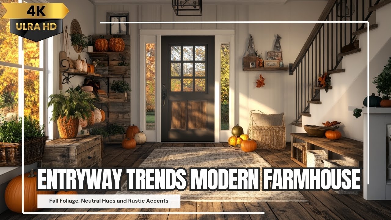 2024 Entryway Trends Modern Farmhouse Style with Fall Foliage, Neutral Hues and Rustic Accents