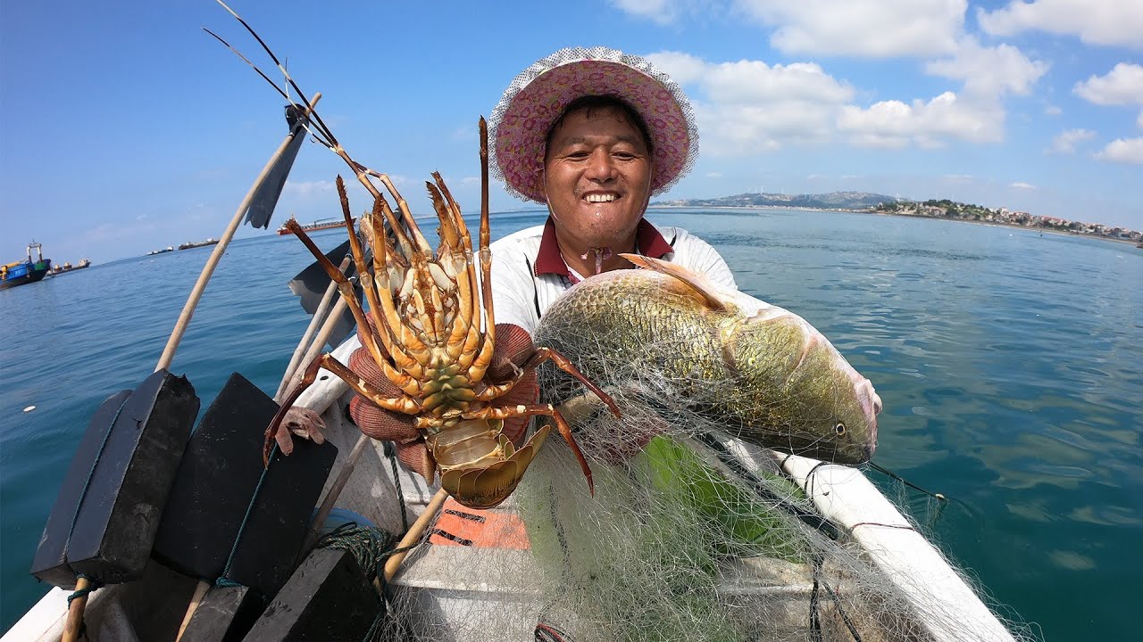 终于开海了，几个月没跑过来撒网，值钱大货成堆成堆抓阿阳发财了