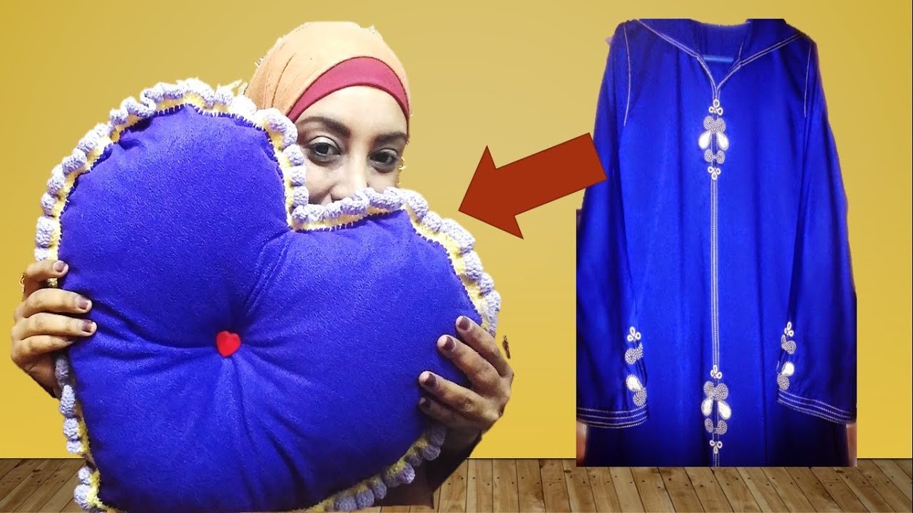 عبايه قديمة حولتها لخداديه قلب بالكروشيه|مع حنان جمعه