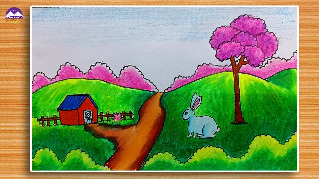 How to draw a rabbit scenery