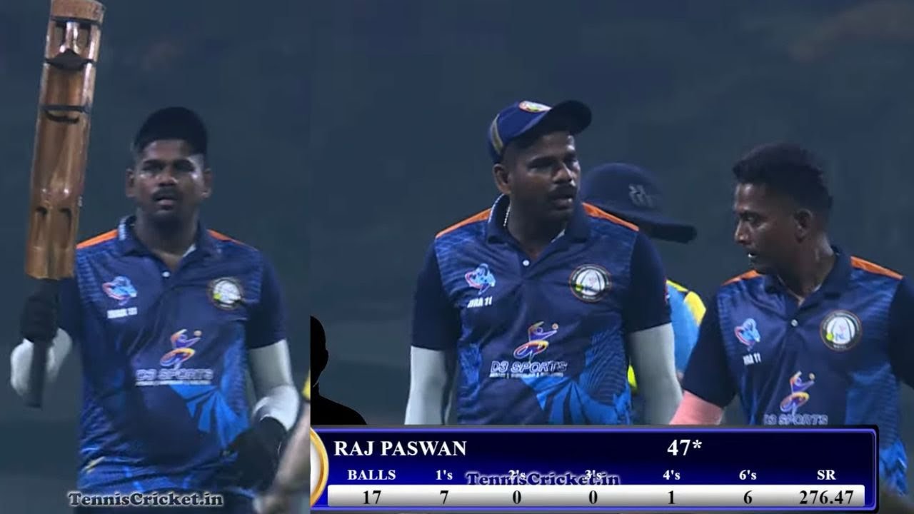 Raj Paswan Batting in West Bangal Tennis Cricket League 🏟️ 17 Balls 🎾 47 Runs