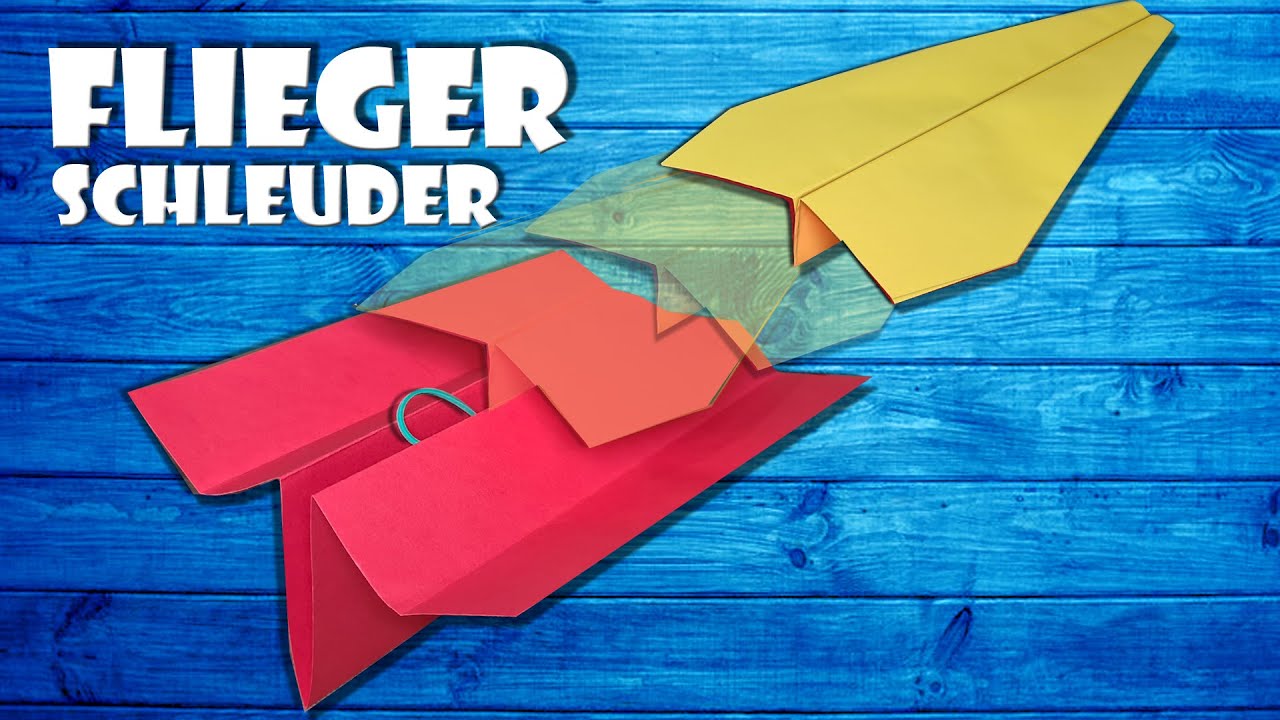 Papierflieger mit Schleuder basteln Flugzeug Flitsche - slingshot paper airplane DIY origami [4K]
