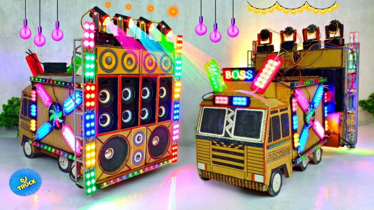 Mini Dj Truck Setup Loading at-home byCardboard Making Dj truck and light I Mini DjTruck I dj wala