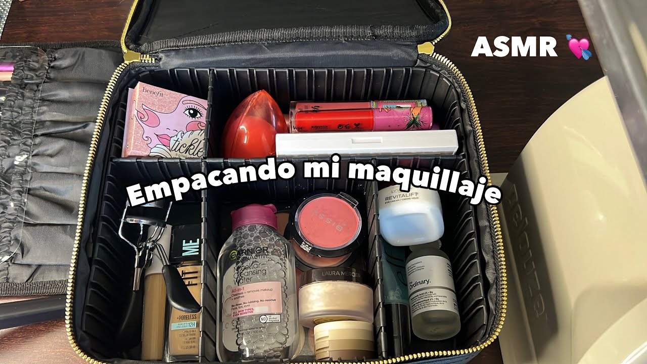 ASMR | empacando mi maquillaje juntos💄✈️