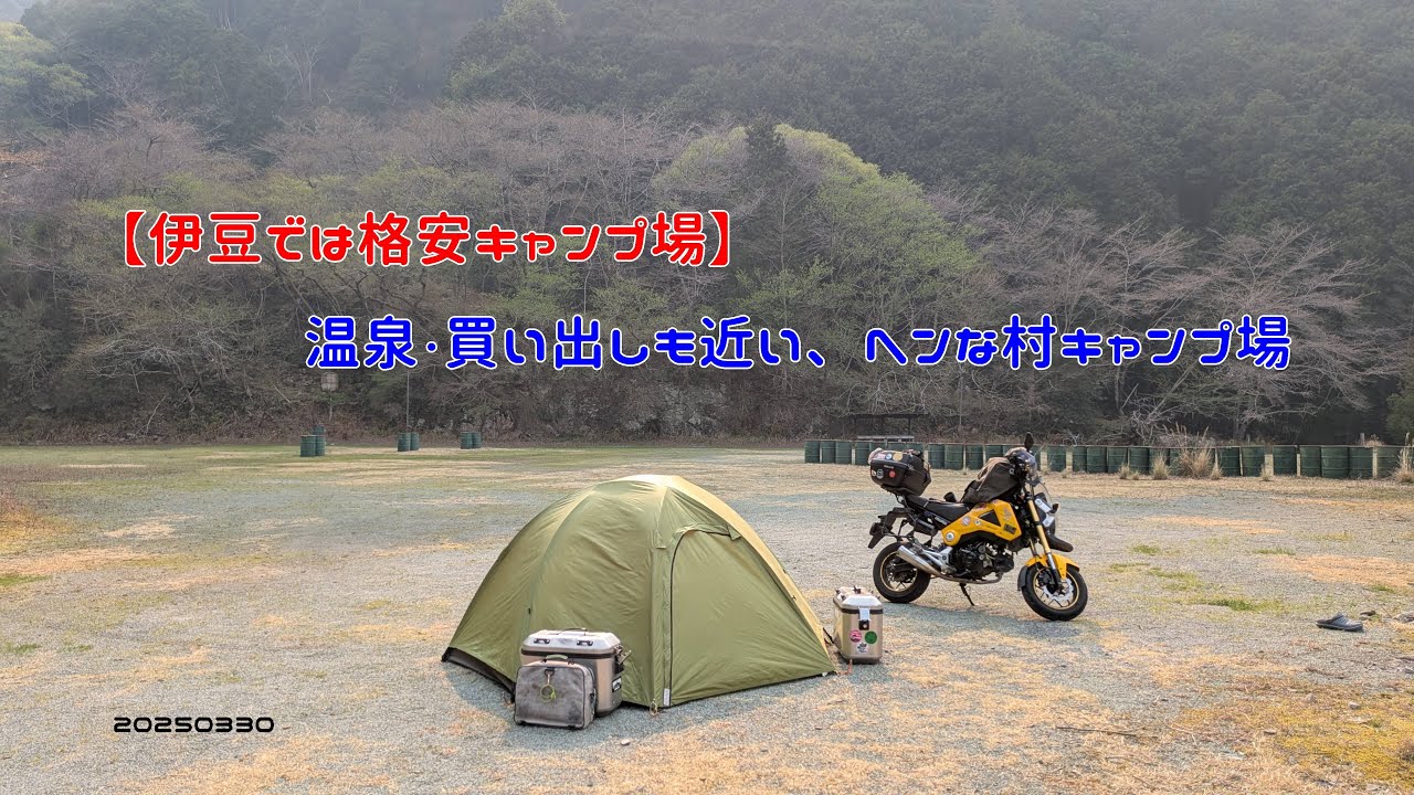 【伊豆では格安キャンプ場】温泉・買い出しも近い、ヘンな村キャンプ場　20250330