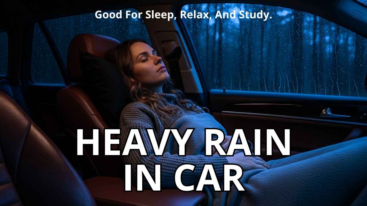 rain on car - relaxing rain sounds for sleeping, help insomnia, stress relief, concentrate, ASMR