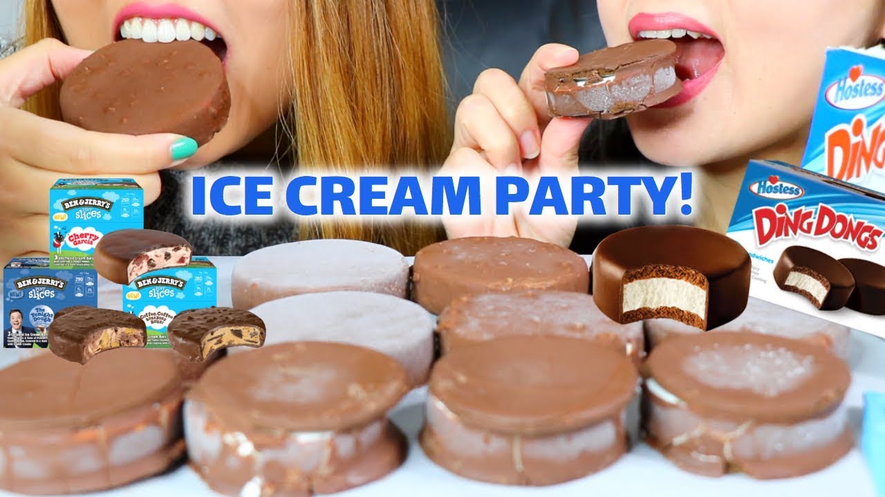 ASMR ICE CREAM PARTY 아이스크림 먹방 (BEN & JERRY'S AND DING DONGS) | Kim&Liz ASMR