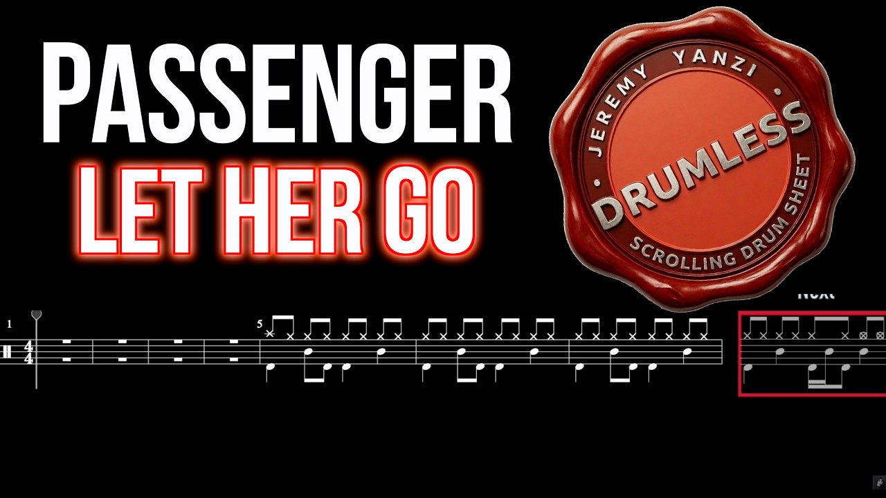 Passenger - Let Her Go - Drumless (with scrolling drum score)