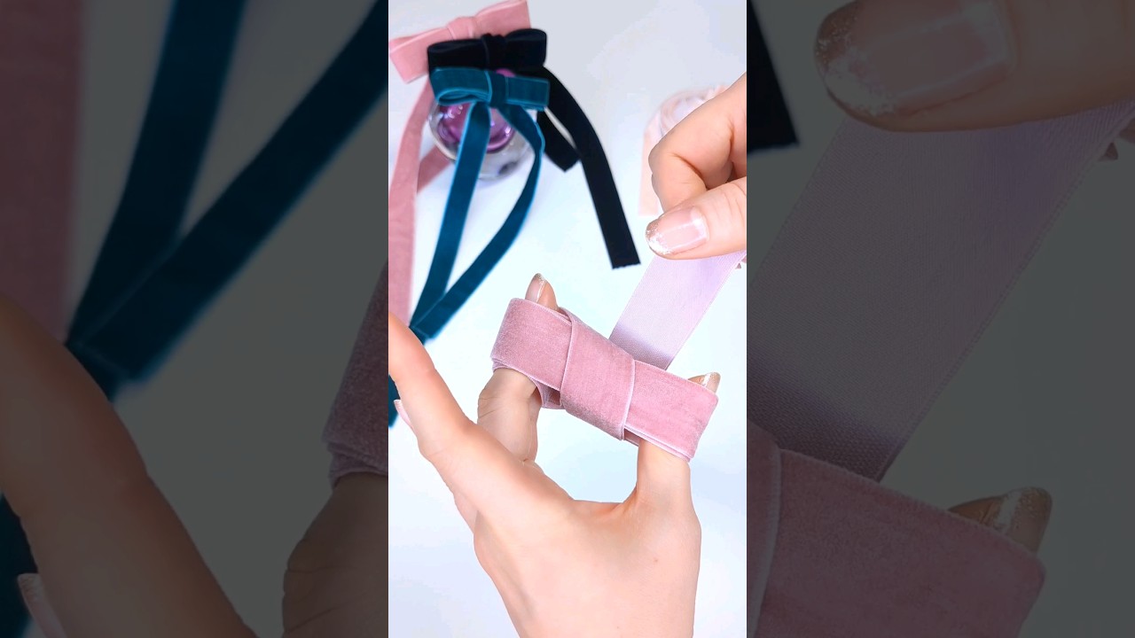 【簡単！きれいめヘア】ベロアリボンのヘアアクセ作り方│お呼ばれセルフヘアアレンジ│DIY ribbon bow hair clip #shorts #美容 #ヘアアレンジ