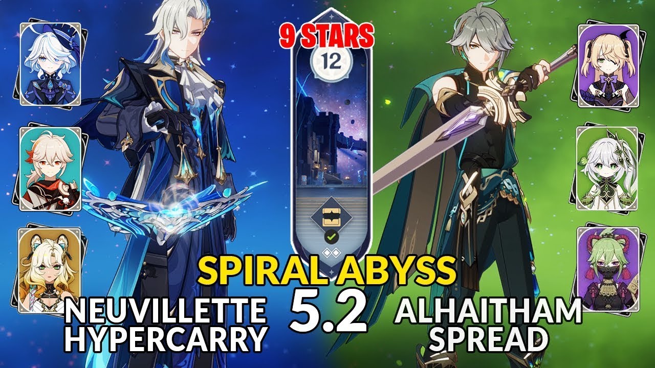 New 5.2 Spiral Abyss | Neuvillette Hypercarry Team and Alhaitham Spread | Genshin Impact Floor 12