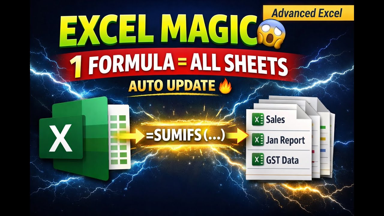 Magic of Excel Formulas – Auto Works Across All Sheets with Single Update (SUMIFS & Multi-Sheet Use)