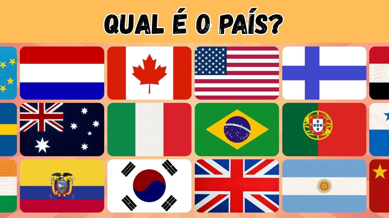 Quiz! | Só 1% Acerta Todas! 🌍 Acerte o País Pela Bandeira | Desafio de Geografia com 50 BANDEIRAS