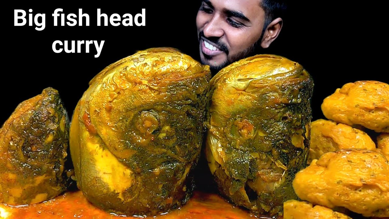 BIG FISH HEAD CURRY, CAULIFLOWER PAKODA AND RICE EATING SHOW | BENGALI FOOD EATING  | ASMR MUKBANG