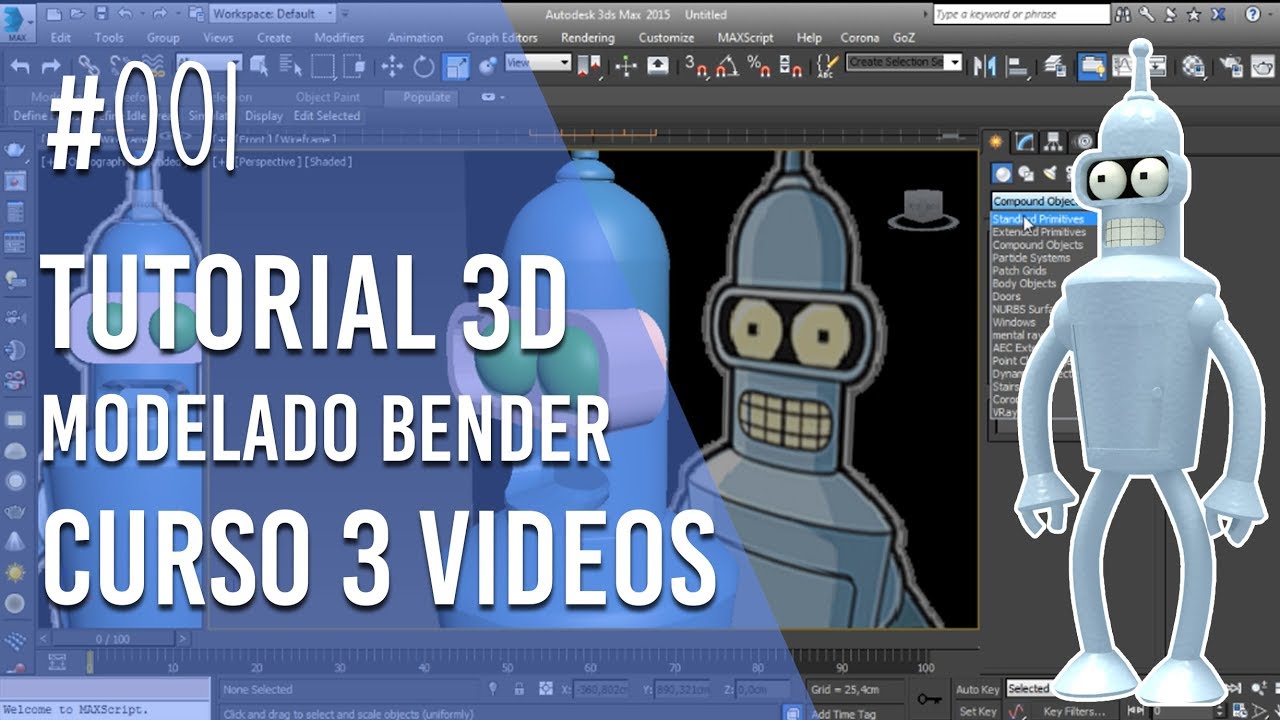 Bender Tutorial  Parte 1😲 |  modelado 3dmax ( personaje futurama)
