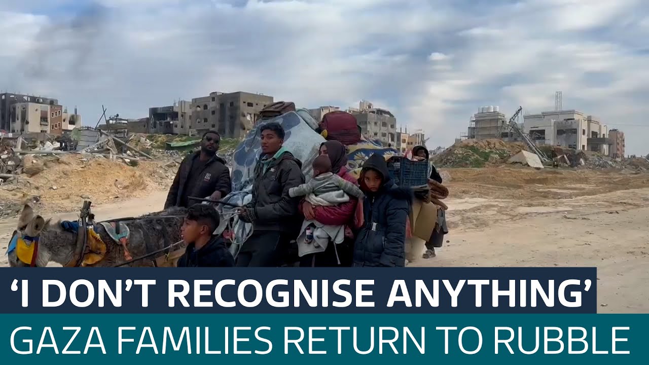 A 30-hour journey back: one family returns to the rubble of their home in Gaza | ITV News