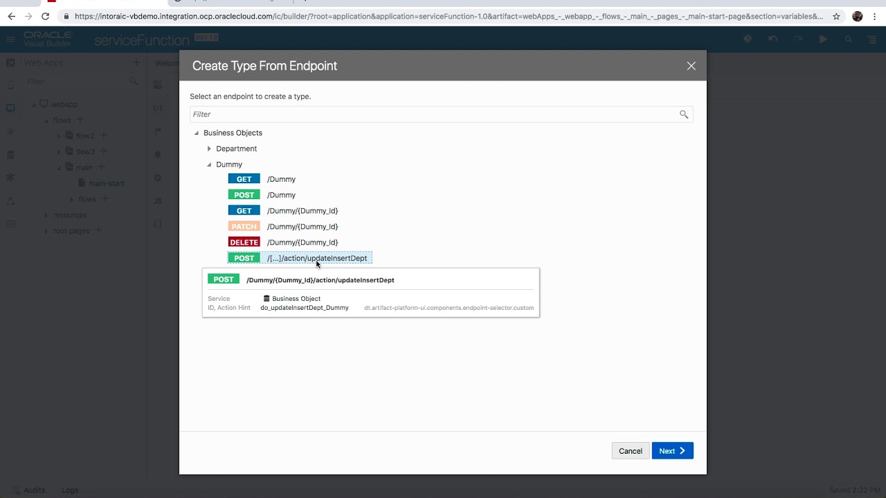 Creating Service Object Functions for Business Objects