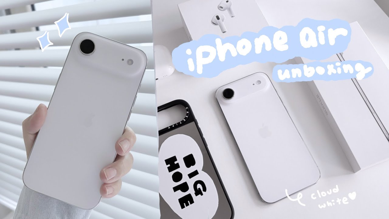 아이폰 에어 + 에어팟 프로3 언박싱 | 아이폰17과 비교 |  iPhone Air aesthetic Unboxing | Cloud White