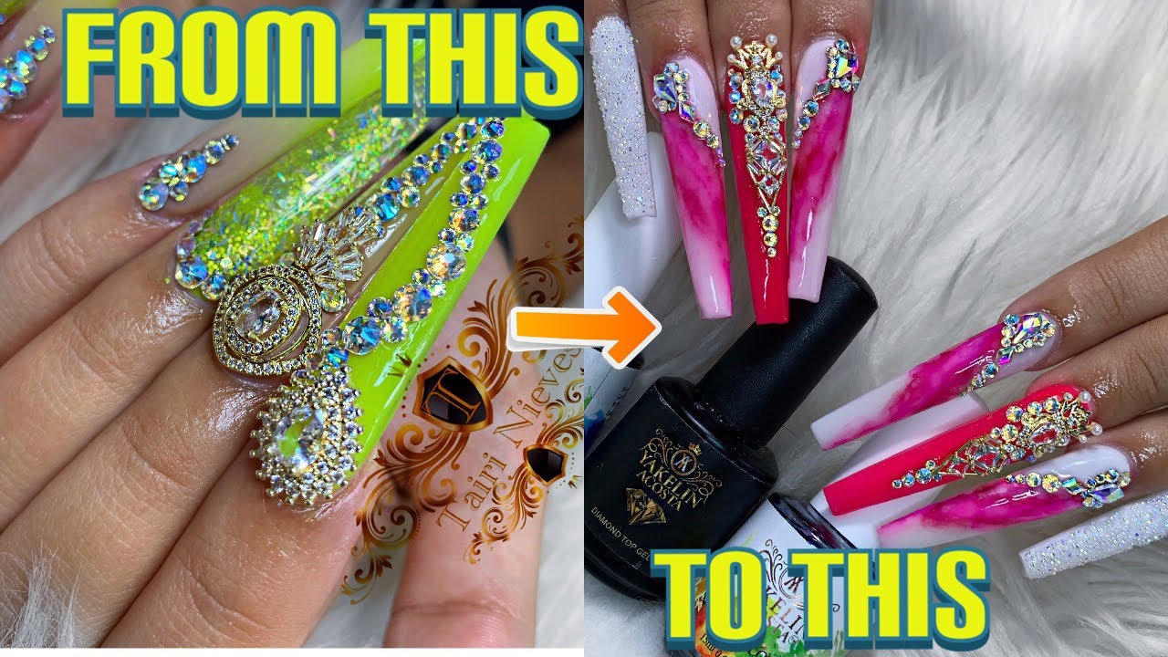 How to change a acrylic nail set to a different color | refill | Tairi Nieves